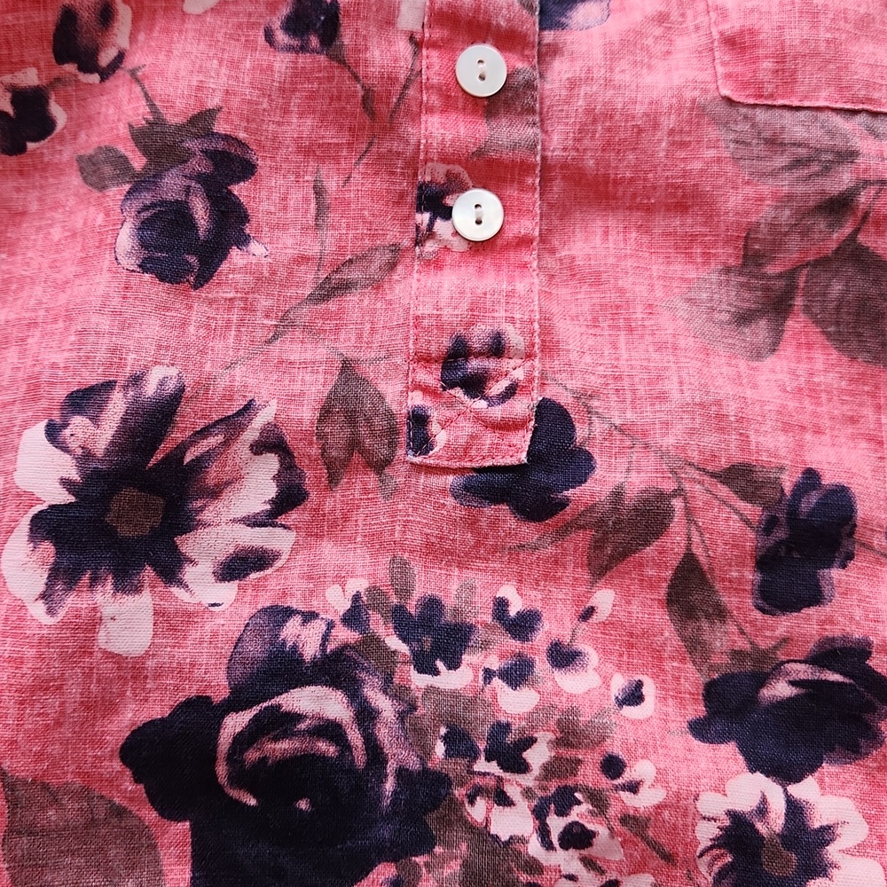 John Mark Tunic Top Women Size 1X Linen V Neck Button Cottagecore Hippie Boho - Picture 16 of 17